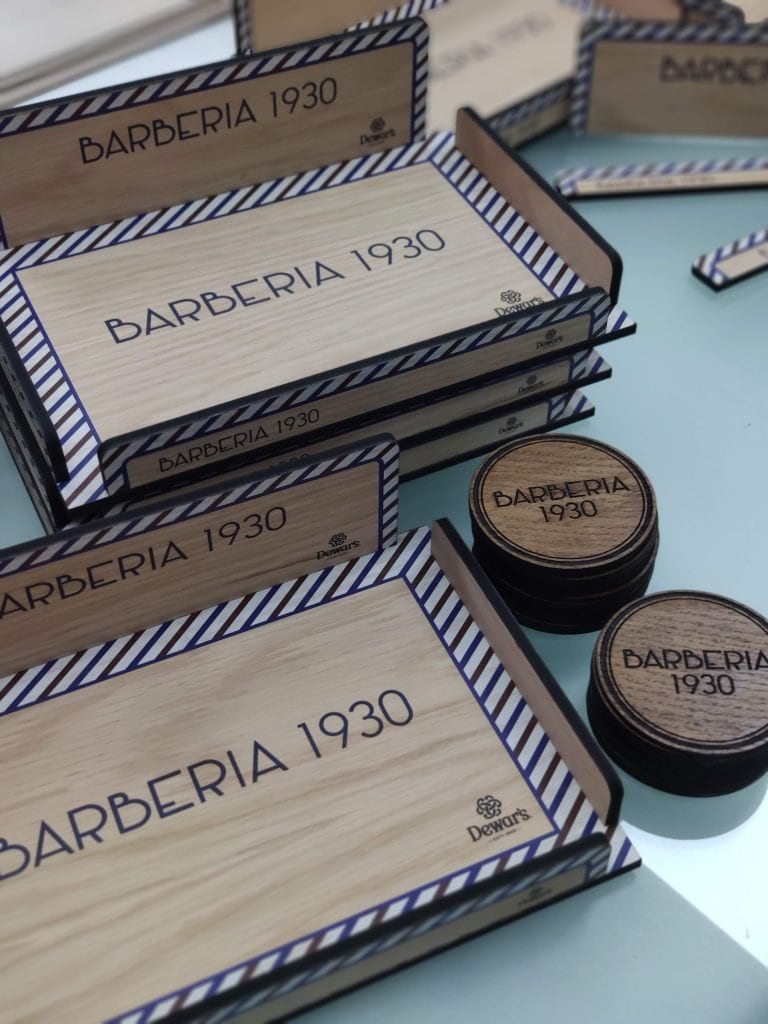 Barberia 1930 wooden boxes with direct UV print on wood — QLTY