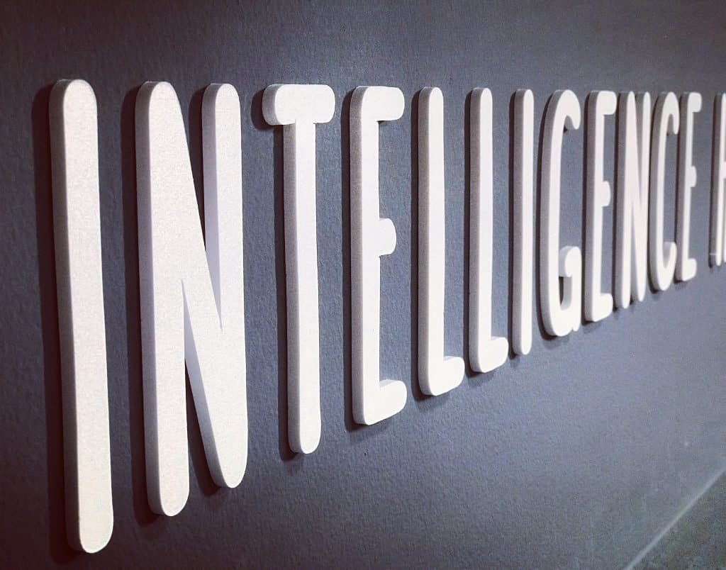INTELLIGENCE raised wall letters in 10 mm Forex with precision CNC cutting — QLTY