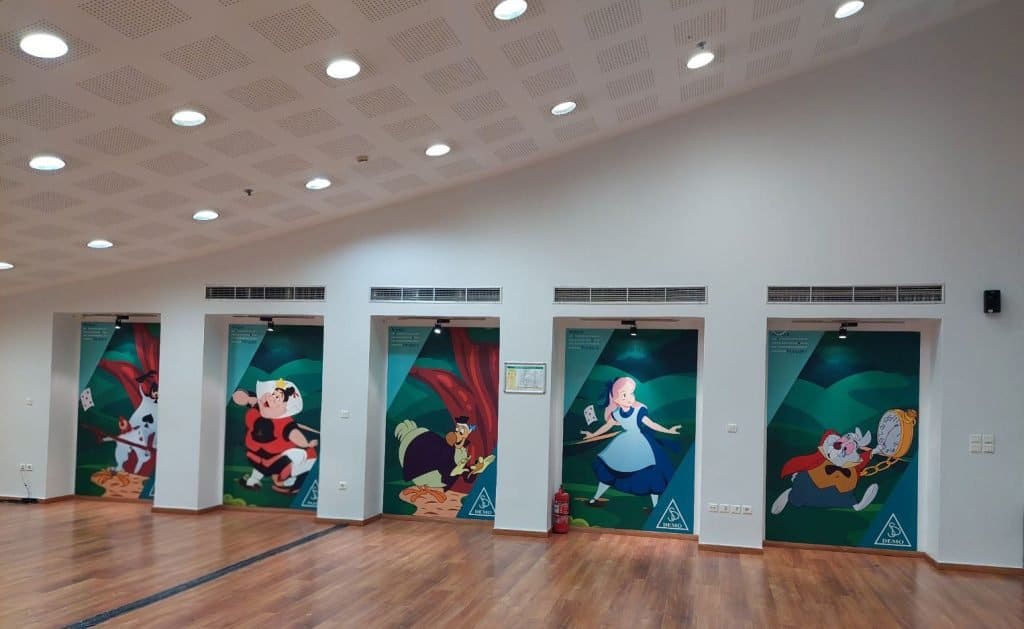 Decorative wall stickers in a hall, printed on vinyl with matt lamination