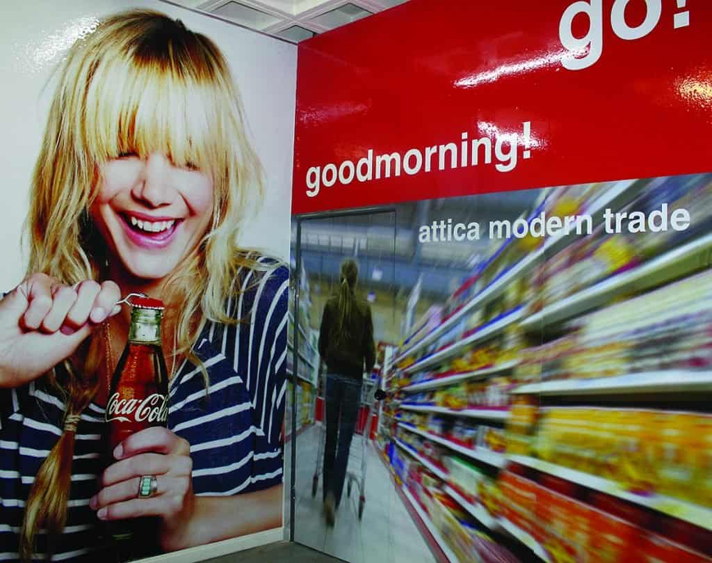 Coca-Cola wall graphics, digital print on adhesive vinyl with gloss lamination