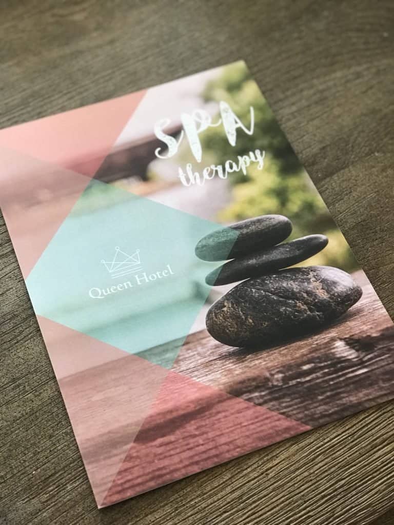 Spa Therapy leaflet cover, four-colour digital print on matt paper