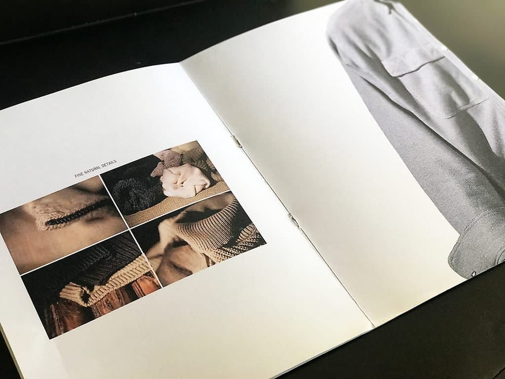 Spread of a digitally printed fashion catalogue on matt paper