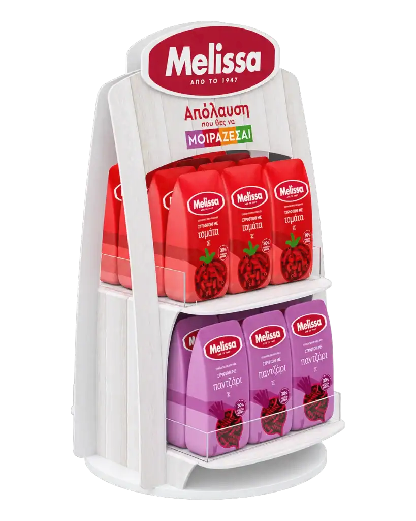 Melissa counter stand in forex & plexiglass for product display at the point of sale