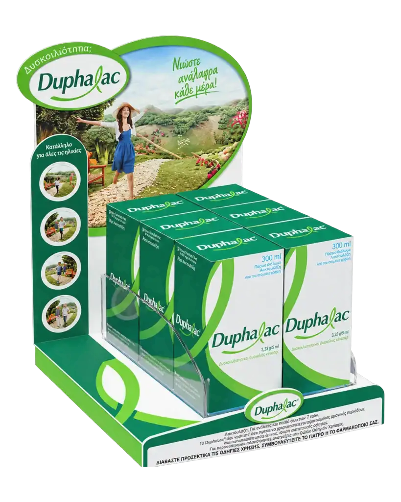 Duphalac counter stand in forex & plexiglass for product display at the point of sale