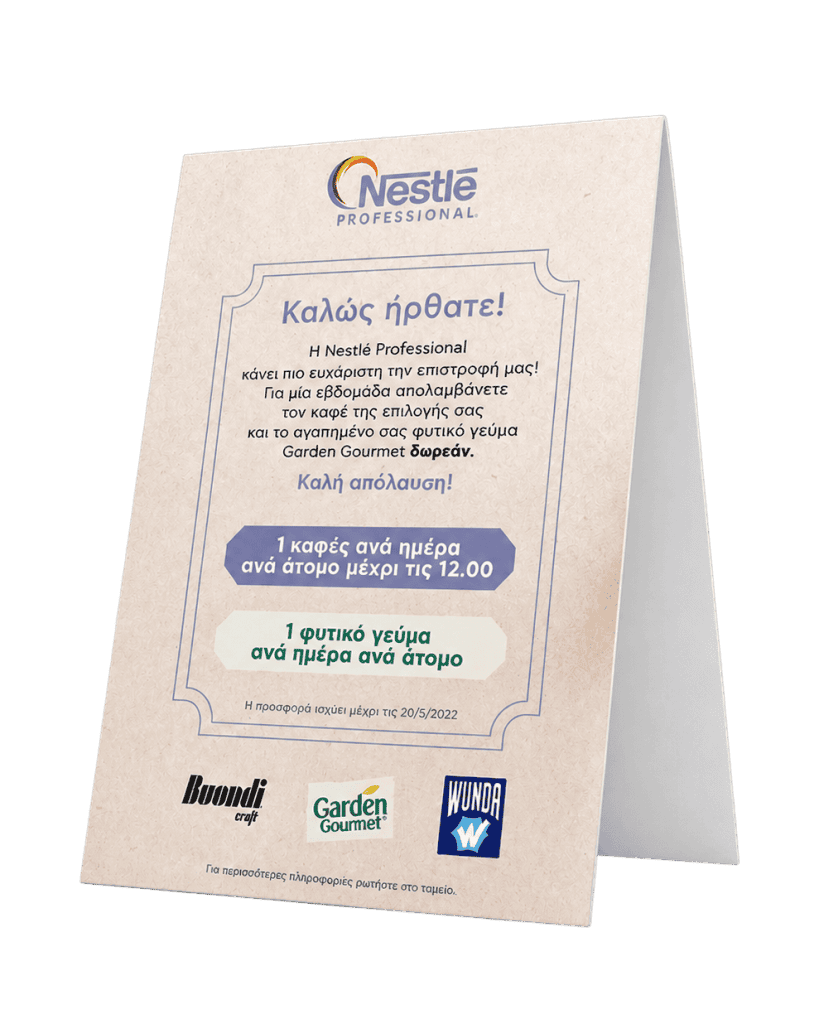 Nestlé triangular table tent in forex for a restaurant
