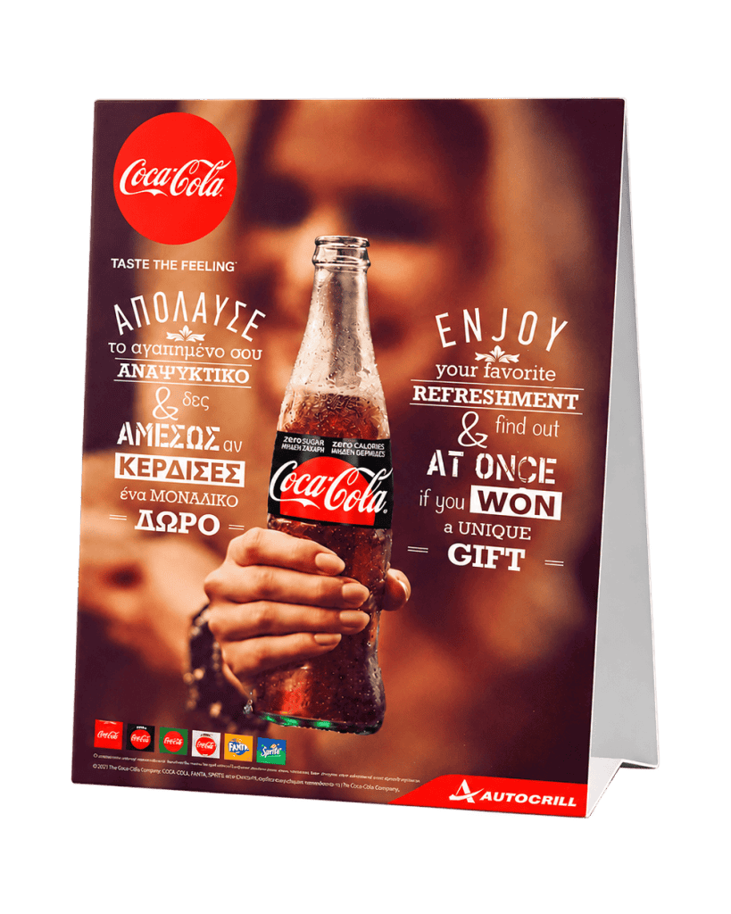 Coca-Cola table tent in forex for a point of sale