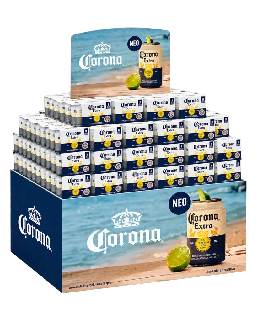 Corona pallet display in art foam for product display at the point of sale