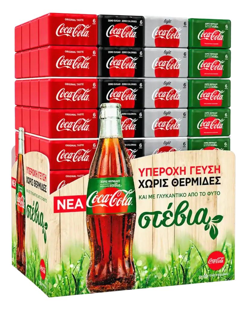 Coca-Cola Stevia pallet display in E-Board (corrugated) for product display at the point of sale