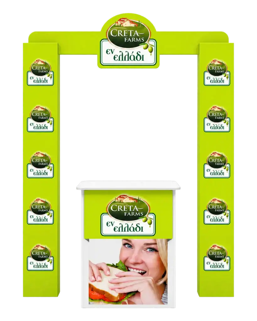 Creta Farm — Promo table (print & metal) for promotions in supermarkets and at events