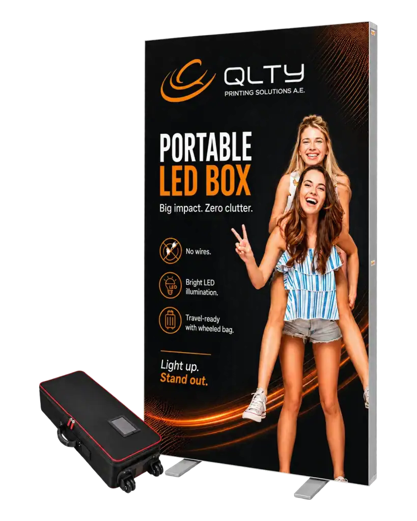 Portable LED Lightbox — SEG Lightbox (aluminium & backlit fabric) for shop windows, exhibitions and corporate spaces