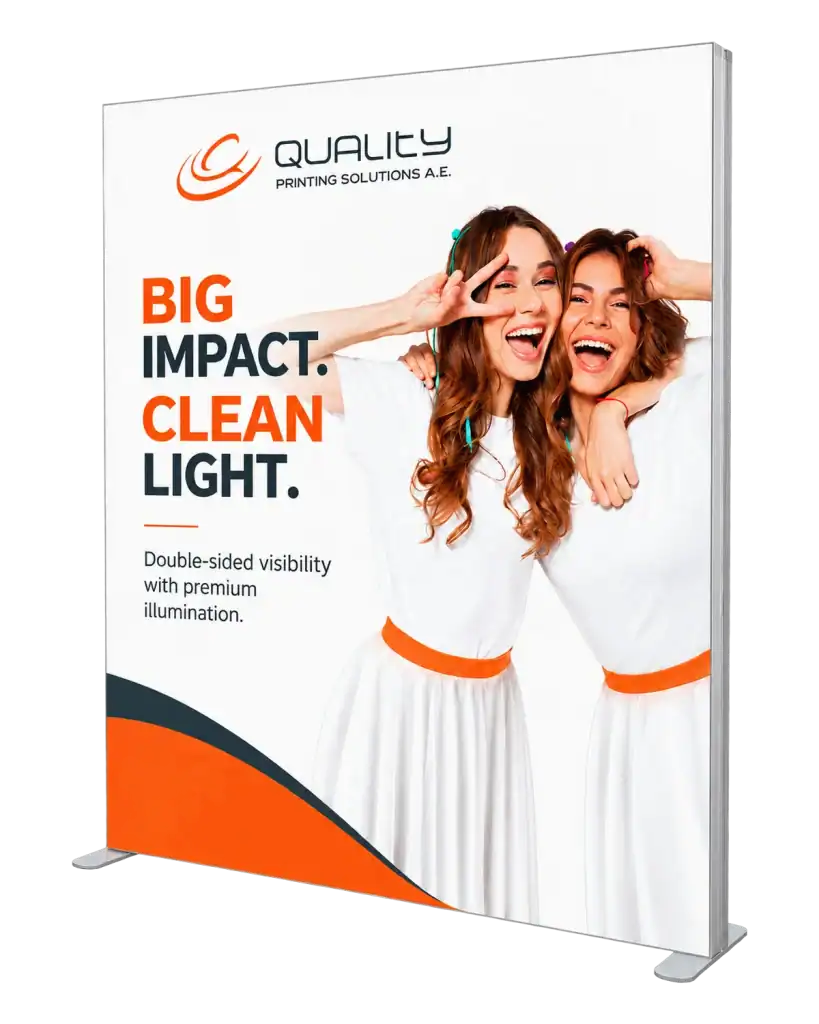 Double-sided SEG Lightbox — SEG Lightbox (aluminium & backlit fabric) for shop windows, exhibitions and corporate spaces