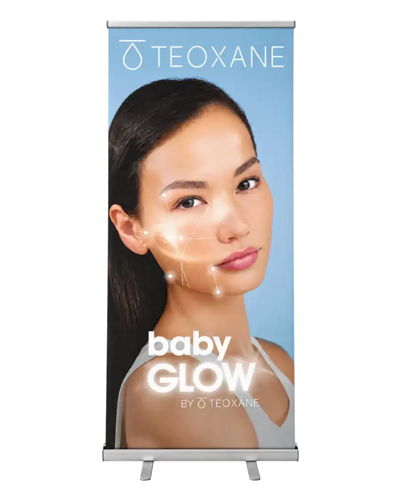 Baby Glow — Roll-up (PP blockout) for exhibitions, shop windows and corporate spaces