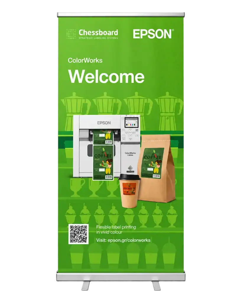 Welcome — Epson — Roll-up (PP blockout) for exhibitions, shop windows and corporate spaces