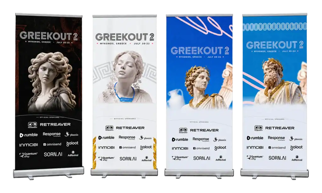 Roll-up series at an event — Roll-up (PP blockout) for exhibitions, shop windows and corporate spaces