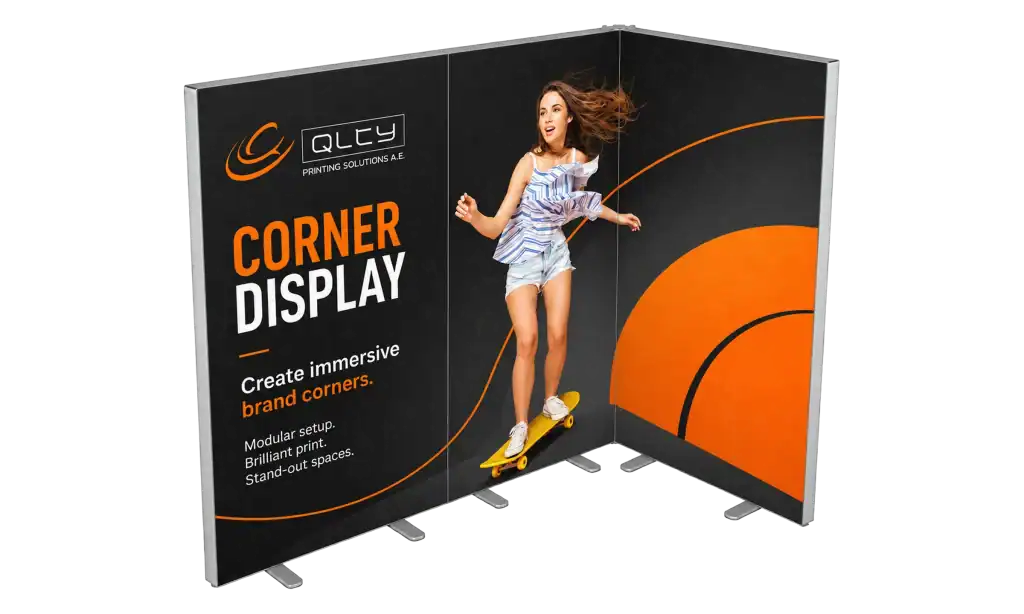 Corner SEG Lightbox — SEG Lightbox (aluminium & backlit fabric) for shop windows, exhibitions and corporate spaces