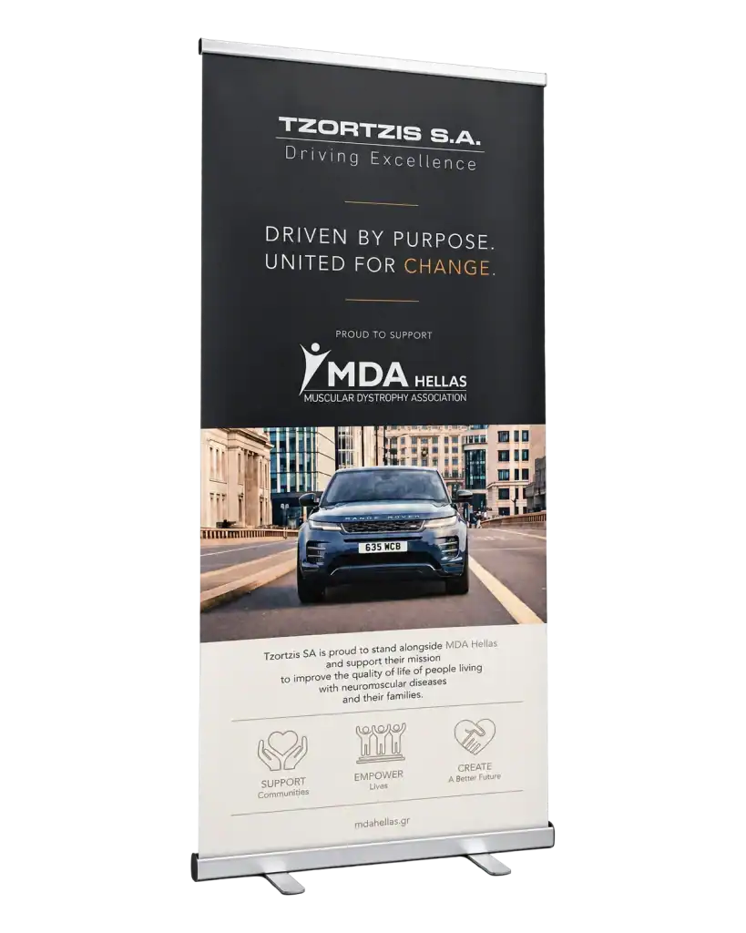 Tzortzis — Roll-up (PP blockout) for exhibitions, shop windows and corporate spaces
