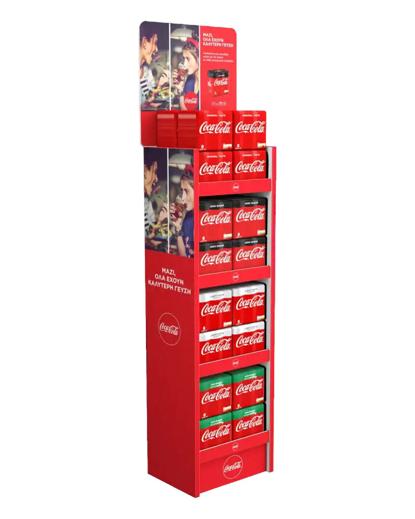 Coca-Cola floor stand in E-Board (corrugated) for product display at the point of sale