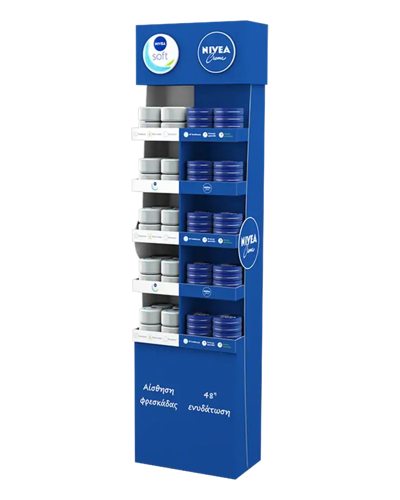 Nivea Creme floor stand in E-Board (corrugated) & forex for product display at the point of sale