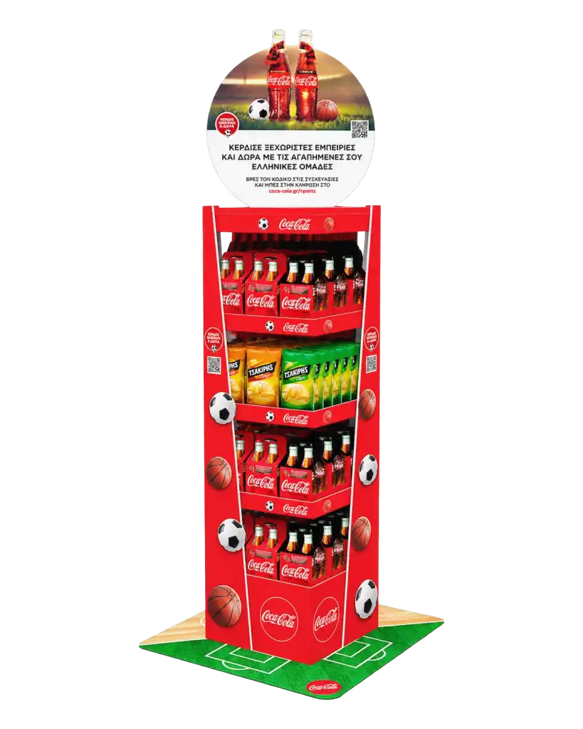 Coca-Cola Sports floor stand in metal, forex & floor sticker for product display at the point of sale