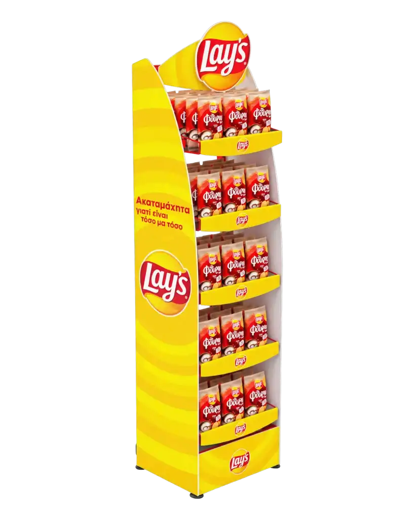 Lay’s ladder rack floor stand in metal & forex for product display at the point of sale