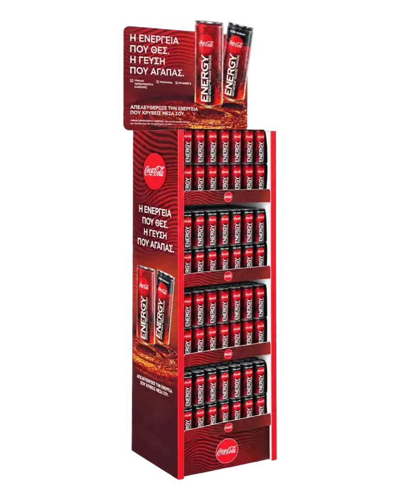 Coca-Cola floor stand in E-Board (corrugated) for product display at the point of sale