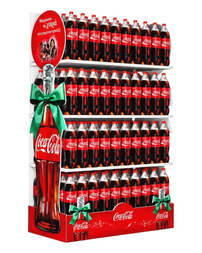 Coca-Cola Christmas gondola end in art foam for product display at the point of sale