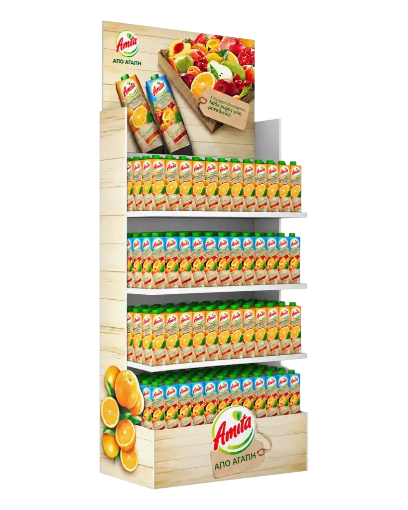 Amita gondola end in art foam for product display at the point of sale