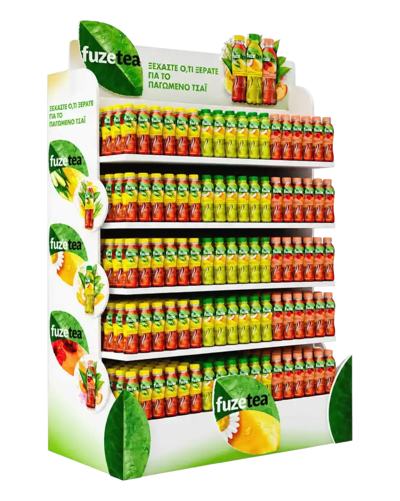 Fuze Tea gondola end in art foam for product display at the point of sale