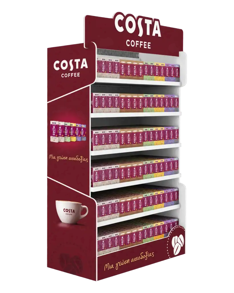 Costa Coffee gondola end in art foam for product display at the point of sale